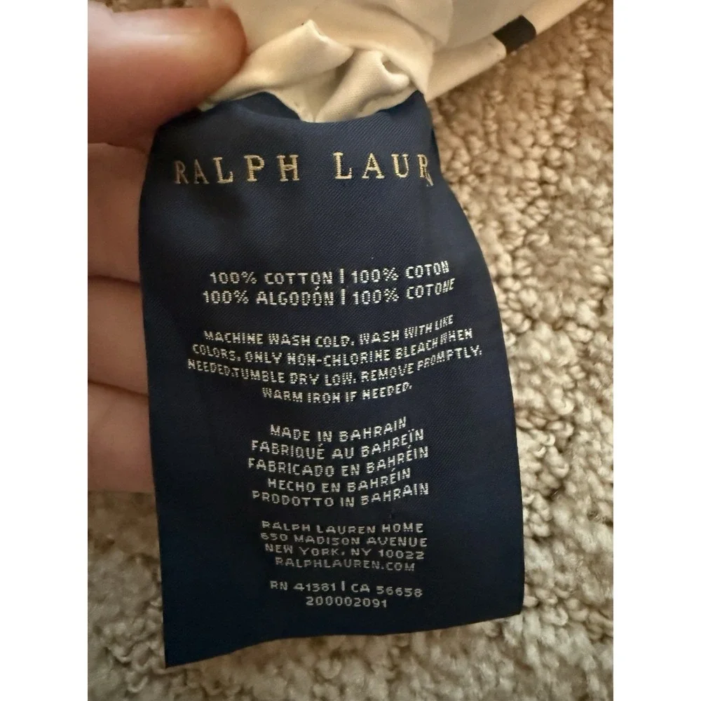 NEW Ralph Lauren Twin Flat Sheet Palmer Percale Loft Gray Border Organic Cotton